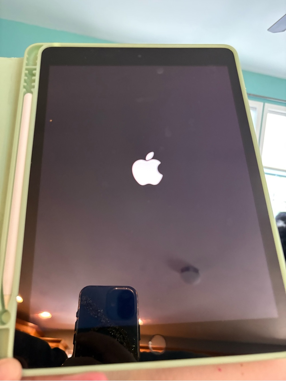 Apple iPad (9th Generation), Space Gray, 64 GB with Green Protective Case